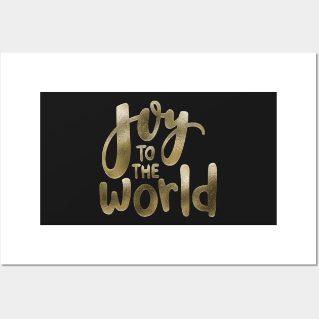 Joy to the World in Shimmering Gold Wall Art by machare